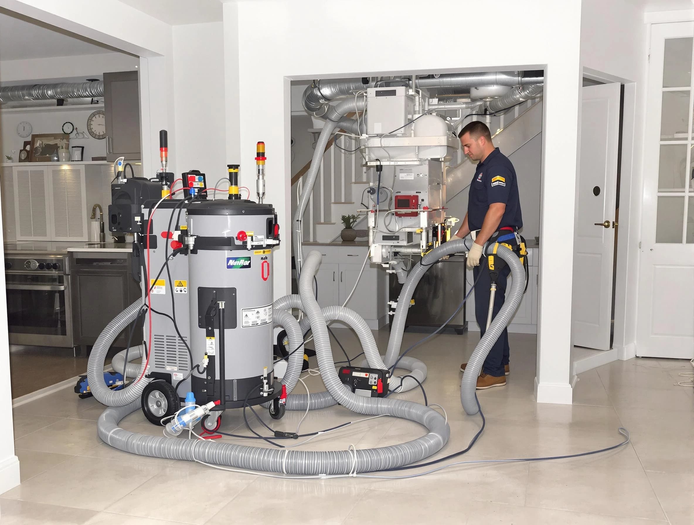 Hooper Air Duct Cleaning technician operating negative pressure cleaning equipment for thorough duct maintenance in Hooper