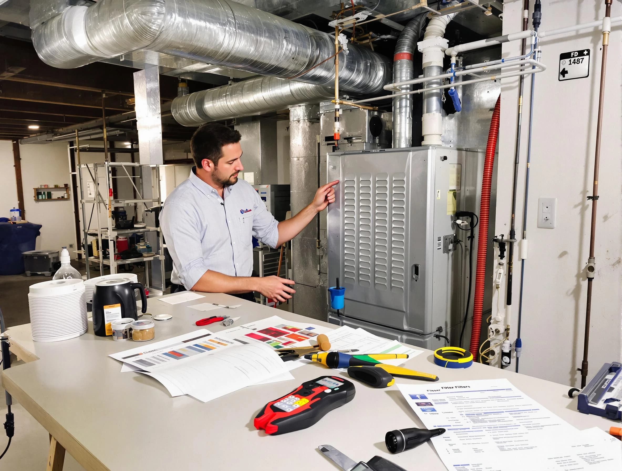 Hooper Air Duct Cleaning inspector conducting detailed filter system evaluation using professional diagnostic tools in Hooper