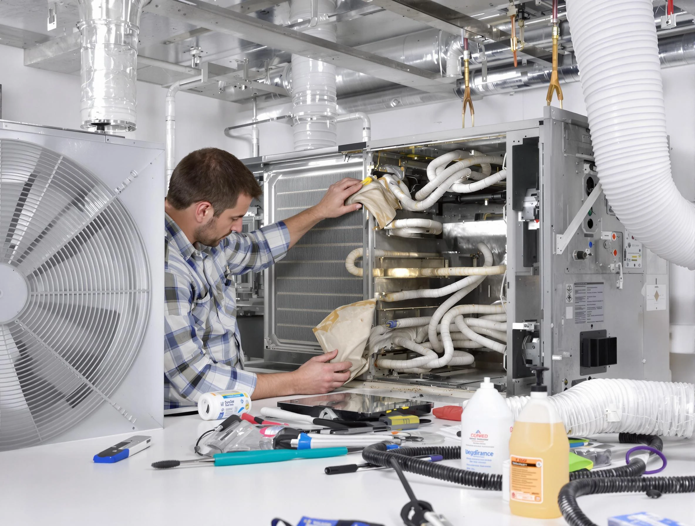 Hooper Air Duct Cleaning specialist performing precision AC coil cleaning in Hooper