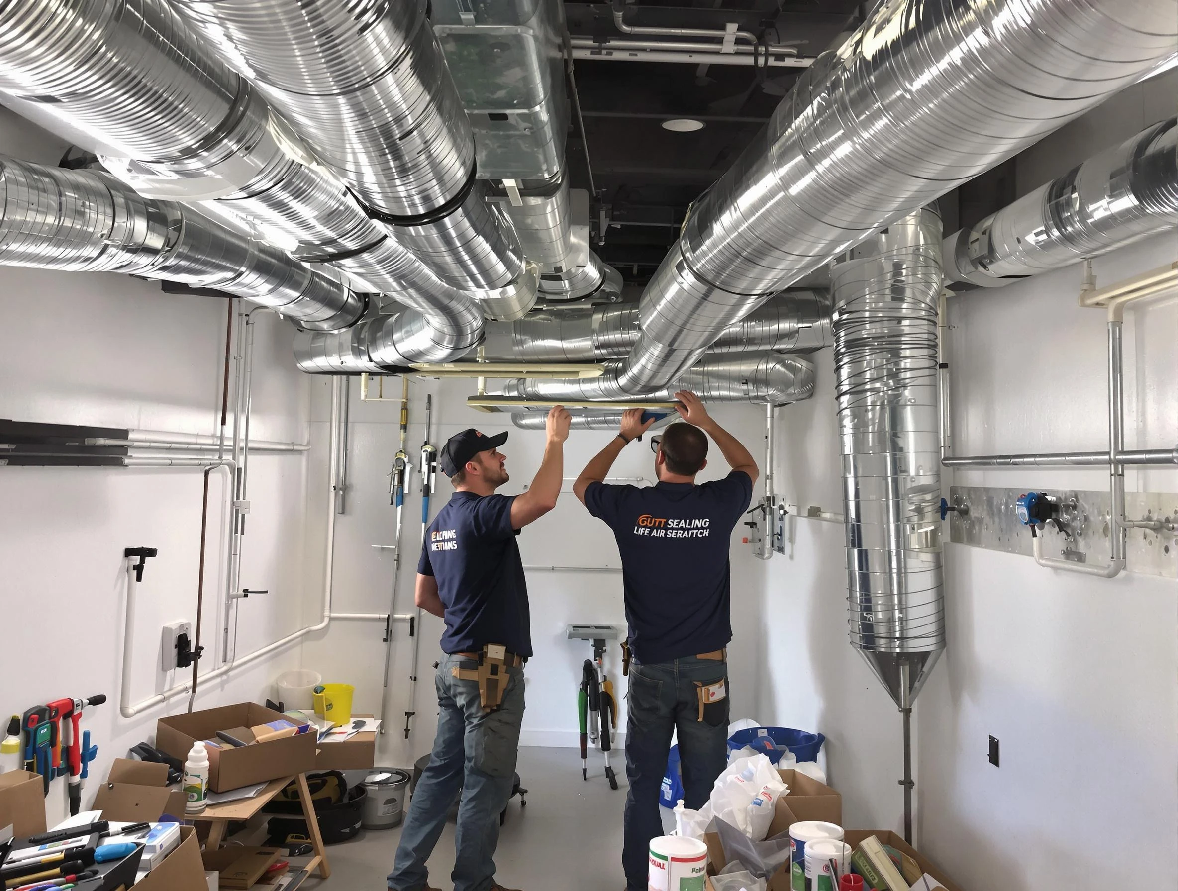 Hooper Air Duct Cleaning technician applying professional duct sealing solutions in Hooper
