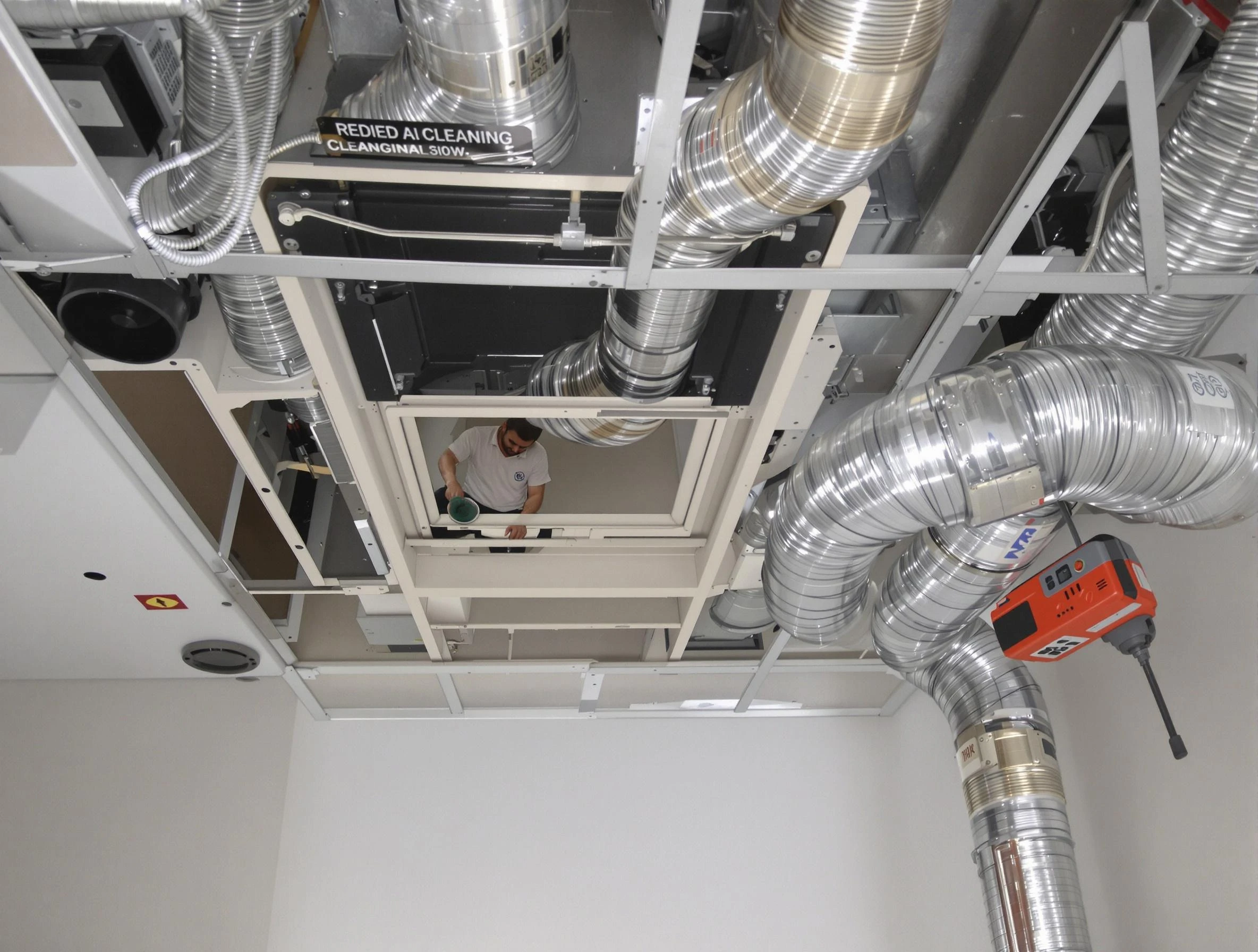 Hooper Air Duct Cleaning technician performing detailed central duct system cleaning in Hooper